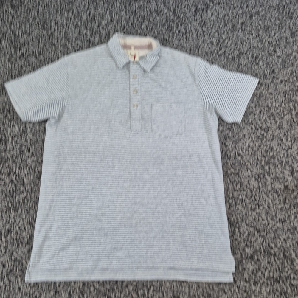 Relwen Men's Gray Short Sleeve Polo Shirt Pocket Button Neck Size Large Cotton